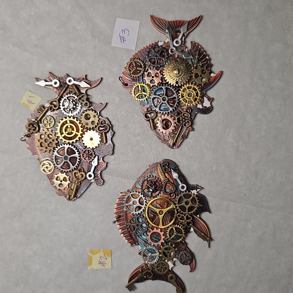 Steampunk Wooden Fish Ornaments